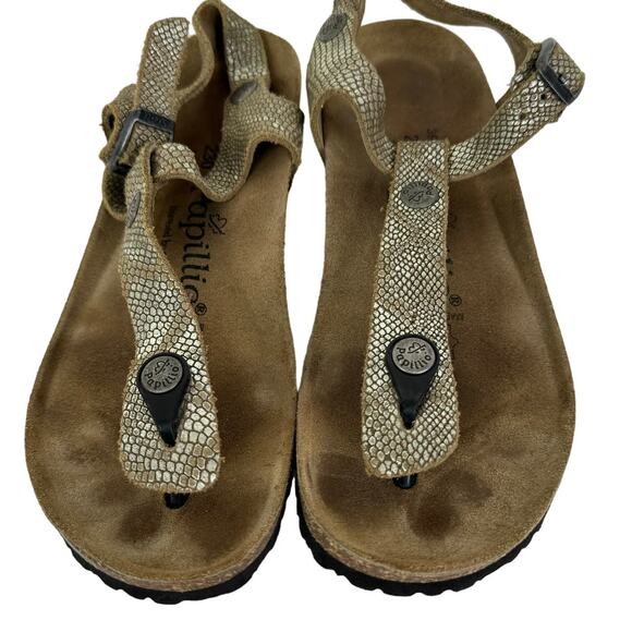 Papillio By Birkenstock Ashley T-Strap Wedge Shimmer Metallic Sandals Size 5 - Picture 3 of 7